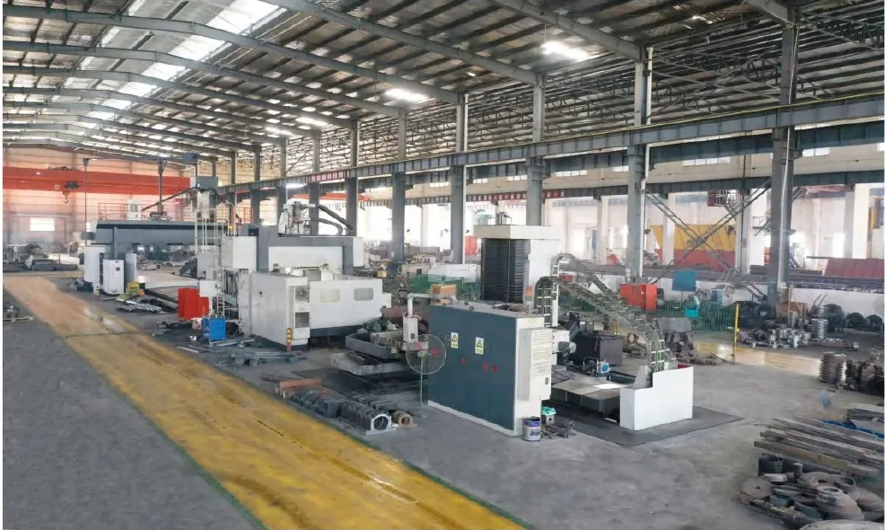 Manufacturing workshop with machining equipment.